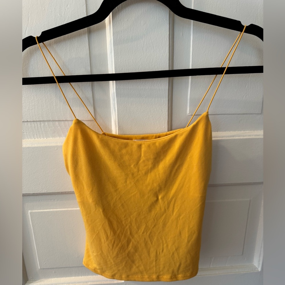 Mustard Yellow Spaghetti Strap Top, XS